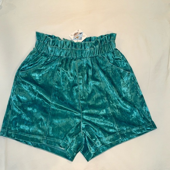Blue velvet shorts - Picture 1 of 4